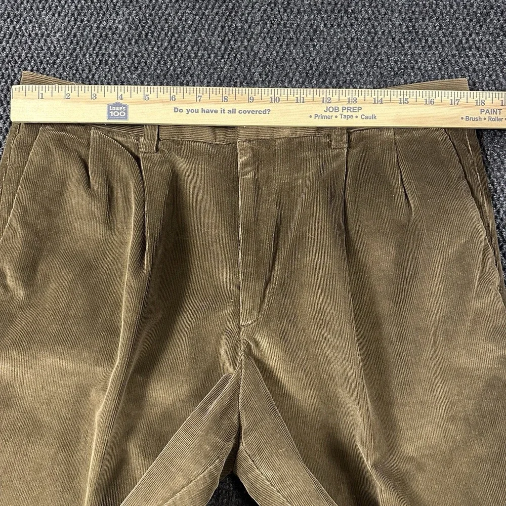 Y2K Dockers Corduroy Pants Mens 36x29 Brown Relaxed Fit Pleated Wide Wale Cuffed